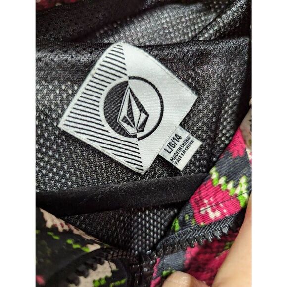 Volcom Women's Multi-Color Floral Front-Zip Long-Sleeve Hooded Windbreaker Size - Picture 2 of 10